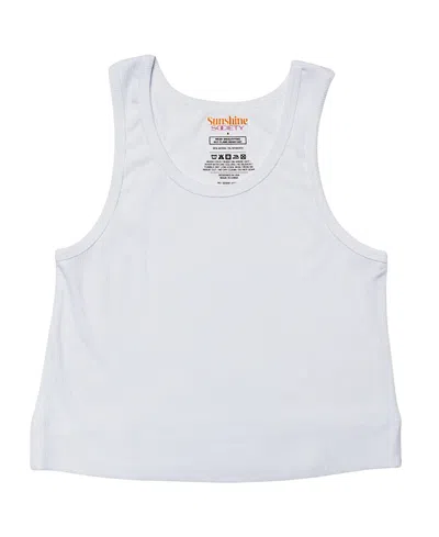 Sunshine Society Girls' Classic Ribbed Tank Top - Little Kid, Big Kid In White