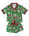 Sunshine Society Girls' Holiday Bauble Short Sleeve Shorts Set - Little Kid, Big Kid In Green