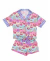 Sunshine Society Girls' It's My Party Silky Short Sleeve Shorts Set-little Kid, Big Kid In Multi