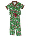 Sunshine Society Girls' Silky Holiday Bauble Short Sleeve Pants Set - Little Kid, Big Kid In Green