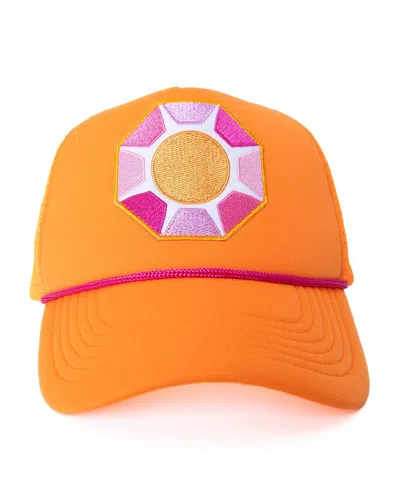 Sunshine Society Kids' Girls' Solitaire Sun Trucker Hat In Orange