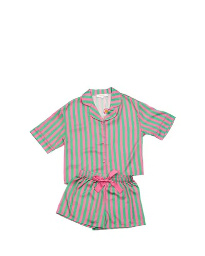 Sunshine Society Girls' Watermelon Silky Short Sleeve Shorts Set - Little Kid, Big Kid In Multi