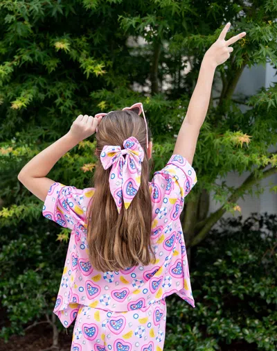 Sunshine Society Kids' Hair Bow, Pool Party In Pink