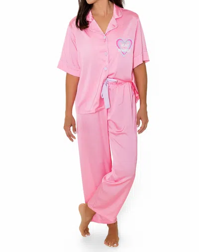 Sunshine Society Heartbreaker Silky Pant Set In Pink