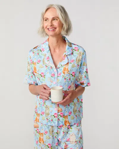 Sunshine Society House Cats Silky Pant Set In Multi