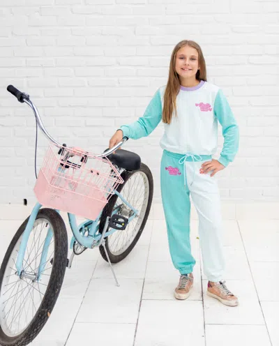 Sunshine Society Kids Bestie Club Jogger Set In Blue