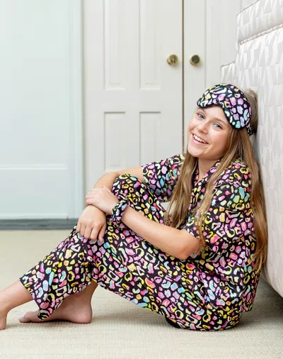 Sunshine Society Kids Bright Animal Silky Pant Set In Multi
