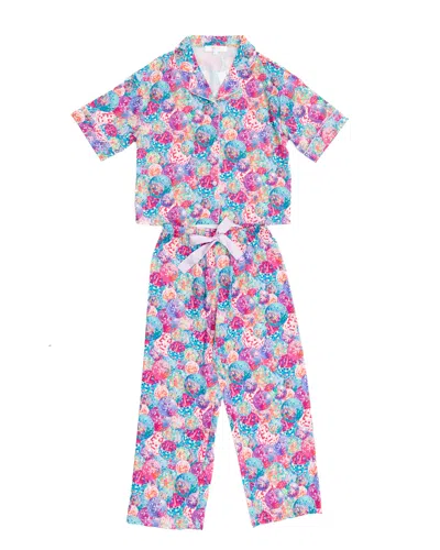 Sunshine Society Kids Disco Queen Silky Pant Set In Multi