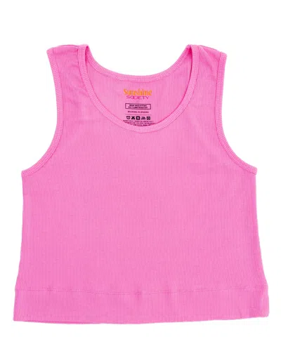 Sunshine Society Kids Sunshine Classic Ribbed Tank, Pink