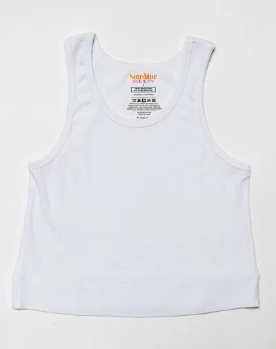 Sunshine Society Kids Sunshine Classic Ribbed Tank, White