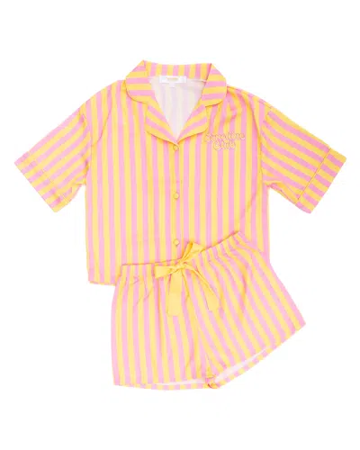 Sunshine Society Kids Sunshine Club Silky Short Set In Yellow