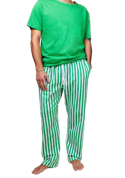 Sunshine Society Mens Stripe Pant Set, Green