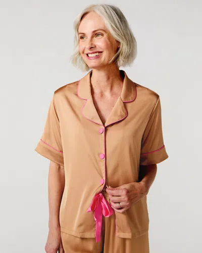 Sunshine Society Nude Silky Pant Set In Brown