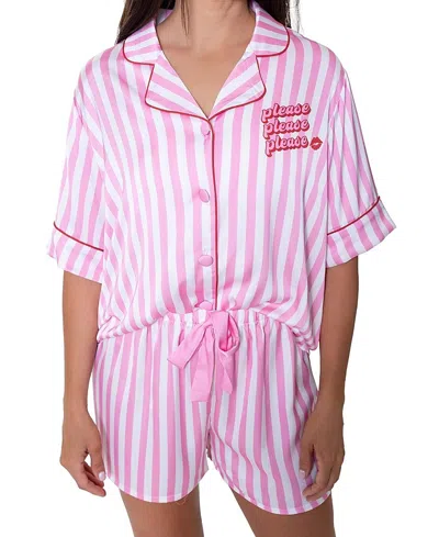 Sunshine Society Please Please Please Short Sleeve Shorts Set In Multi