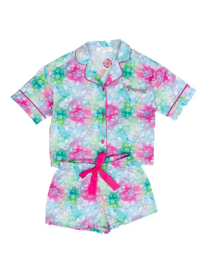 Sunshine Society Girls' Popular Silky Short Sleeve Shorts Set - Little Kid, Big Kid In Multi