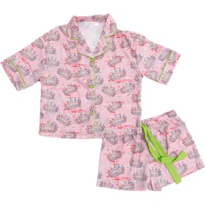 Sunshine Society Silky Crown Jewels Short Sleeve Short In Animal Print