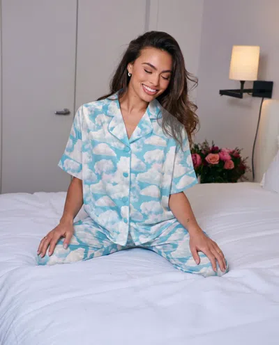 Sunshine Society Silky Daydreamer Pant Set In Blue