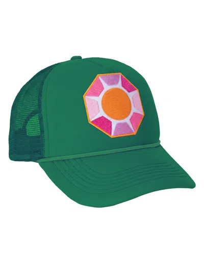 Sunshine Society Solitaire Sun Trucker Green Hat