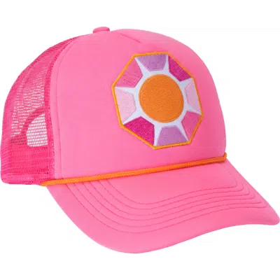 Sunshine Society Solitaire Sun Trucker Hat In Pink