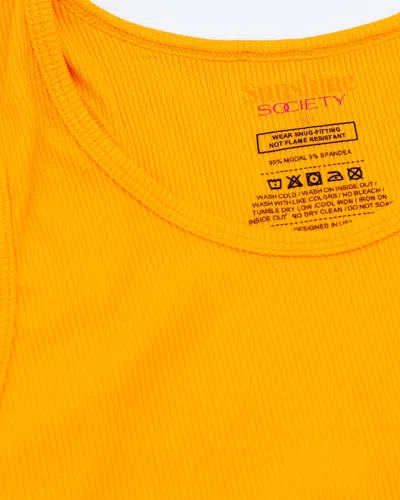 Sunshine Society Sunshine Classic Ribbed Tank, Orange In Yellow