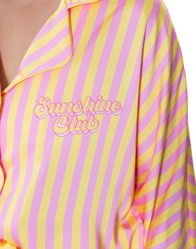 Sunshine Society Sunshine Club Silky 3/4 Sleeve Pant Set In Purple
