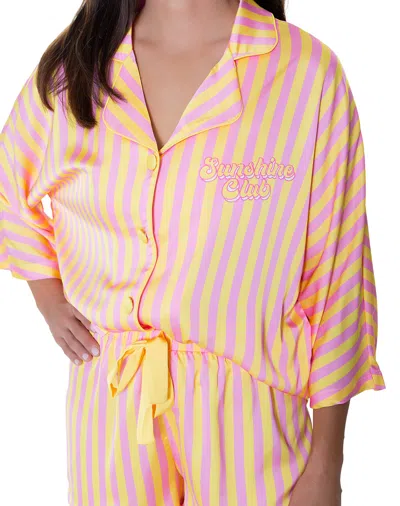 Sunshine Society Sunshine Club Silky 3/4 Sleeve Set In Purple