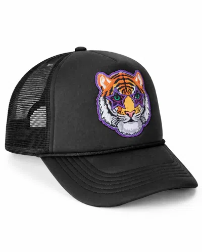 Sunshine Society Tiger Trucker Hat, Black