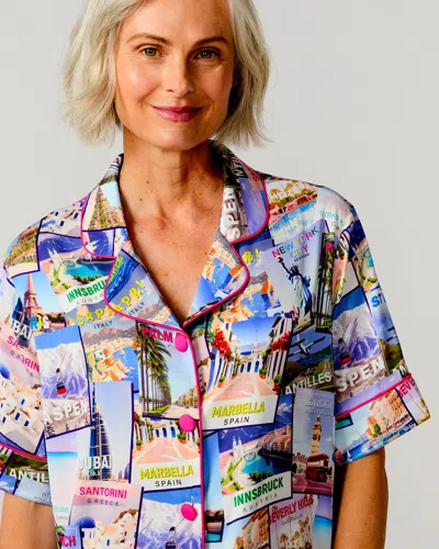 Sunshine Society World Traveler Silky Pant Set In Multi
