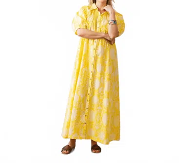 Sunshine Tienda Citron Gilded Palm Oasis Dress In Yellow