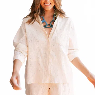Sunshine Tienda Eyelet Bermuda Long Sleeve Top In Ivory In Neutral