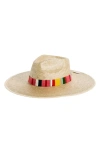 Sunshine Tienda Flor Palm Straw Hat In Tan/ Multi