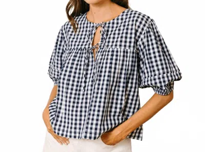 Sunshine Tienda Gingham Mira Top In Navy In Black