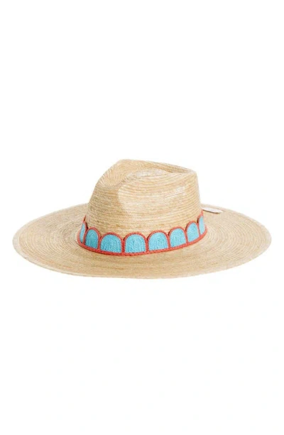 Sunshine Tienda Gloria Palm Straw Hat In Natural/ Turquoise