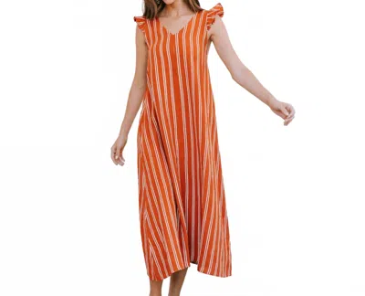 Sunshine Tienda Hemmingway Stripe Sofia Dress In Burnt Orange