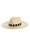 Sunshine Tienda Jakeline Palm Staw Hat In Black/ White