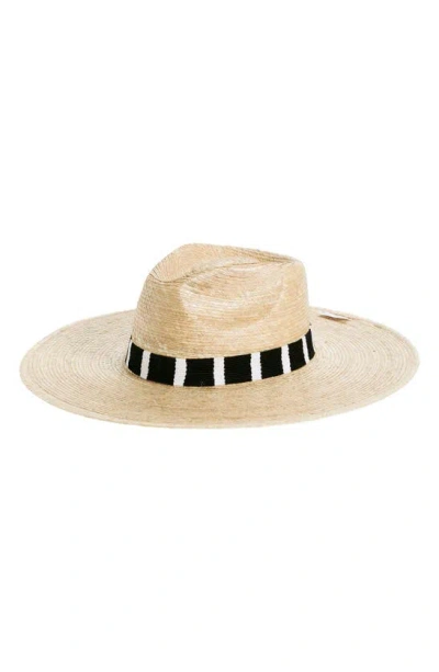 Sunshine Tienda Jakeline Palm Staw Hat In Black/ White