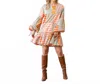 Sunshine Tienda Khai Mini Dress In Apricot Colorful Stripe In Multi