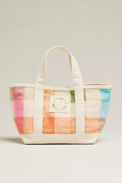 Sunshine Tienda Mini Rainbow Plaid Canvas Tote In Multi