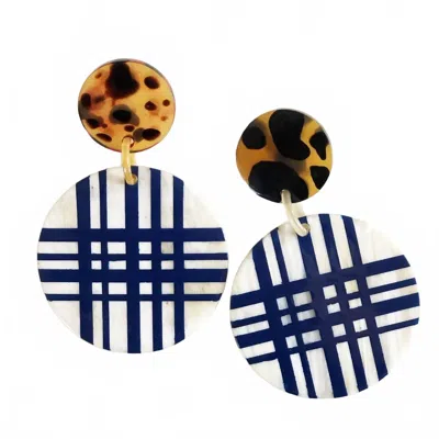 Sunshine Tienda Plaid Ornament Earrings In Multi In White