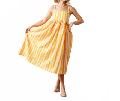 Sunshine Tienda Sunkissed Stripe Reef Dress In Yellow And Pink