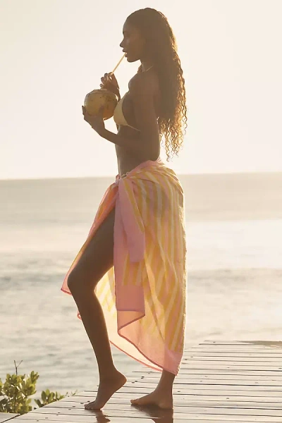 Sunshine Tienda Sunkissed Stripe Sarong In Yellow