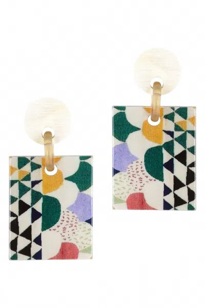 Sunshine Tienda Women's Aztec Block Drop Earrings In Multi In White