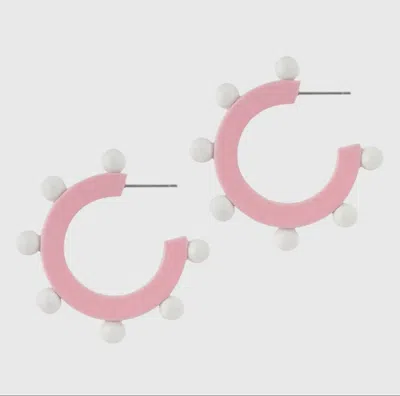 Sunshine Tienda Women's Bead Hoop Earrings In Pink/ White