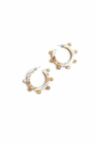 Sunshine Tienda Women's Bead Hoops In Natural In Gold