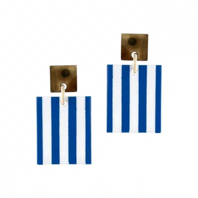 Sunshine Tienda Women's Bermuda Block Earrings In Blue, White, Tortoise In Multi