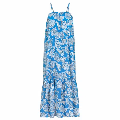 Sunshine Tienda Women's Blue Mermaid Palm Dress