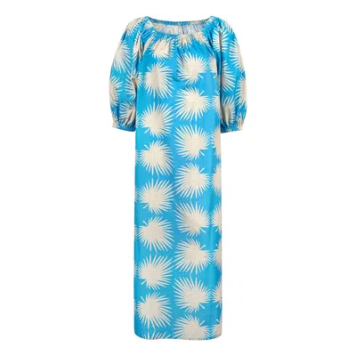 Sunshine Tienda Women's Blue / White Blue Palm Geo Ace Dress In Multi