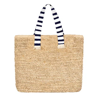 Sunshine Tienda Women's Blue / White Brenda Large Raffia Tote In Blue/white