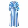 Sunshine Tienda Women's Blue / White Cabana Stripe Calypso Dress In Blue