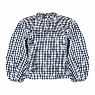 Sunshine Tienda Women's Blue / White Navy Gingham Hali Top In Multi